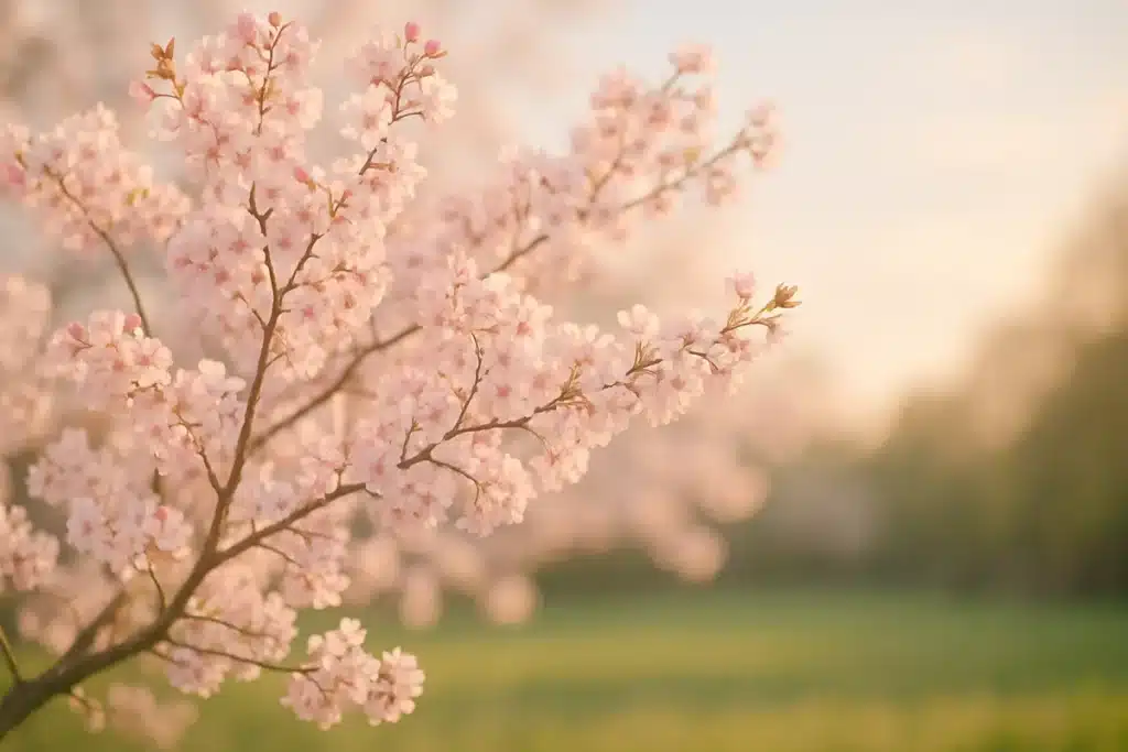 ```json { "altText": "Cerisier en fleurs au printemps avec branches couvertes de fleurs roses et blanches délicates", "caption": "Un magnifique cerisier en pleine floraison printanière, symbole de la beauté éphémère de cette saison.", "description": "Ce cerisier en fleurs capture la splendeur de la floraison printanière avec ses délicates fleurs roses et blanches recouvrant harmonieusement les branches. L'image illustre parfaitement la beauté naturelle que vous pouvez obtenir en choisissant et plantant le bon cerisier dans votre jardin. Photographié durant l'heure dorée, ce cerisier en fleurs démontre l'effet spectaculaire d'une floraison parfaitement réussie." } ```